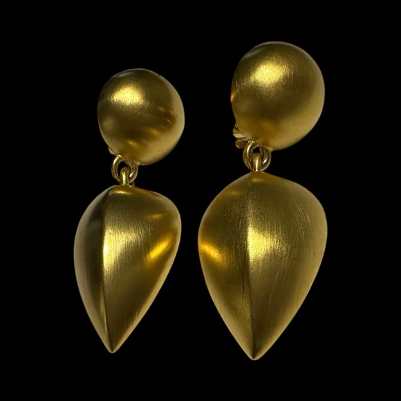 Vintage Givenchy Brushed Gold Earrings - Picture 10 of 11